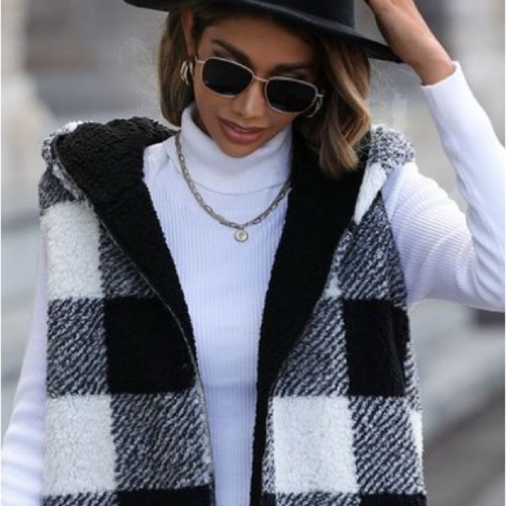 Brand new with tags reversible buffalo print long vest